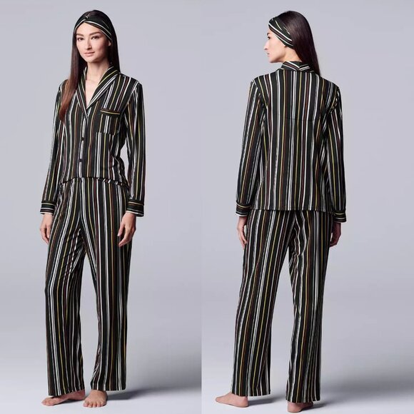 NWT Simply Vera Wang Women Striped Pajama Set Size Small 2pc Cozy Soft Lounge - Picture 1 of 10